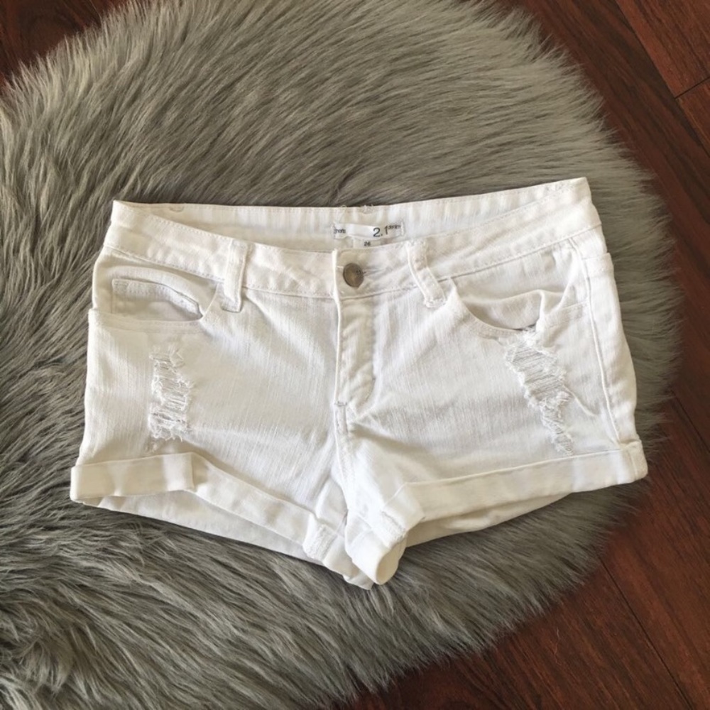 2.1 Denim Distressed Stretch Shorts
